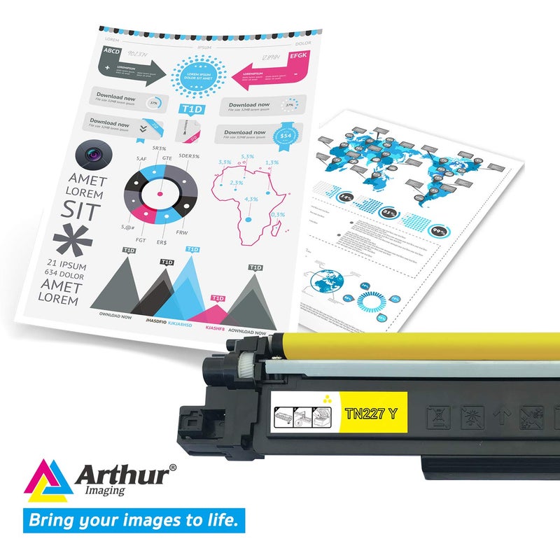 Arthur Imaging with CHIP Compatible Toner Cartridge Replacement for Brother Tn227 (Yellow, 1 Pack) (TN227Y) - Image 2